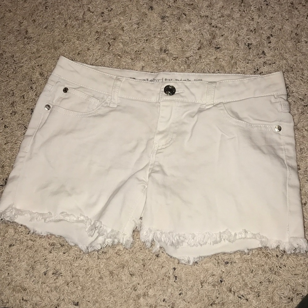 White Midi Jean Shorts